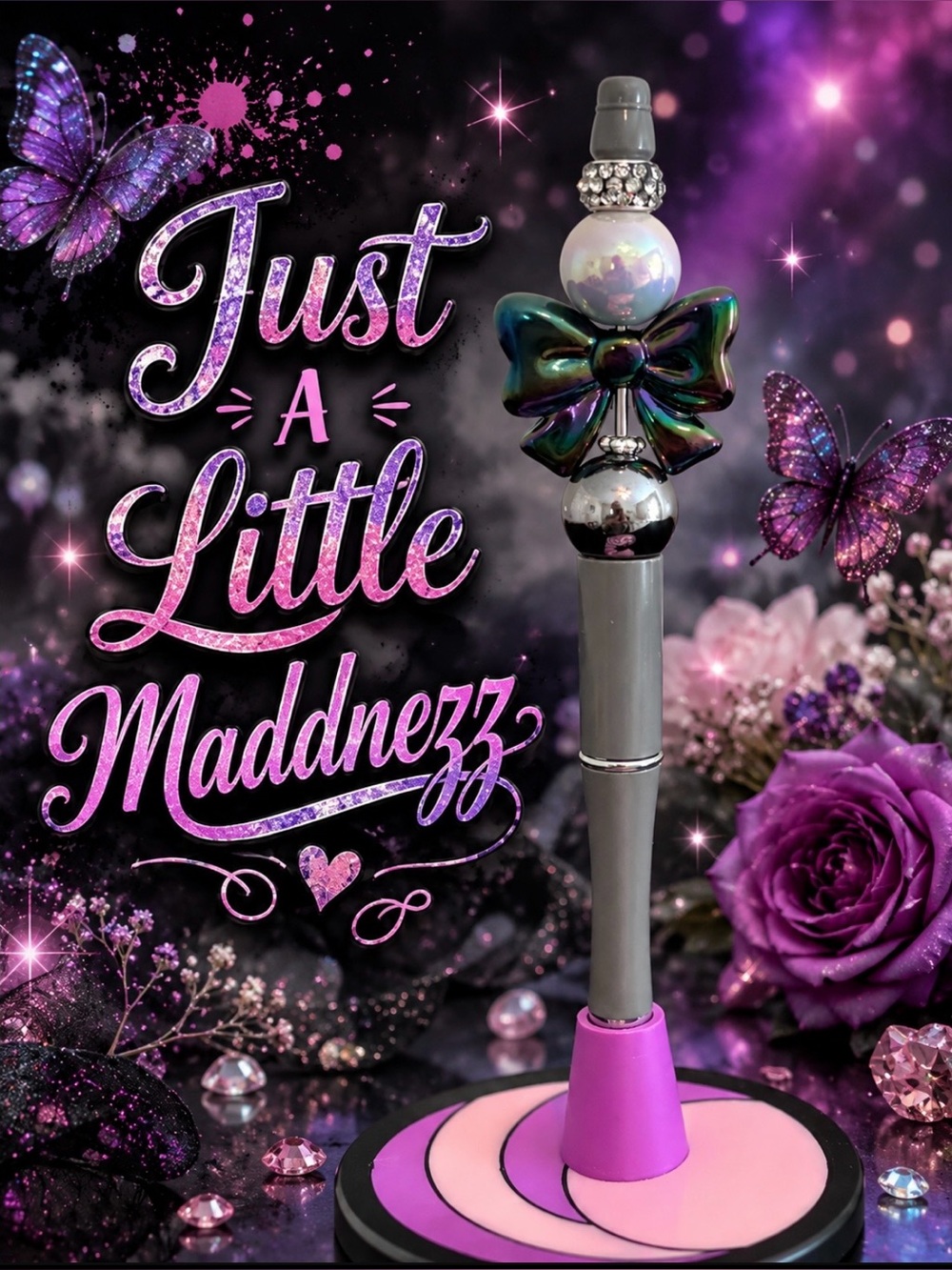 Just A Little Maddnezz Kids Decorative Pen in Iridescent Green & Purple